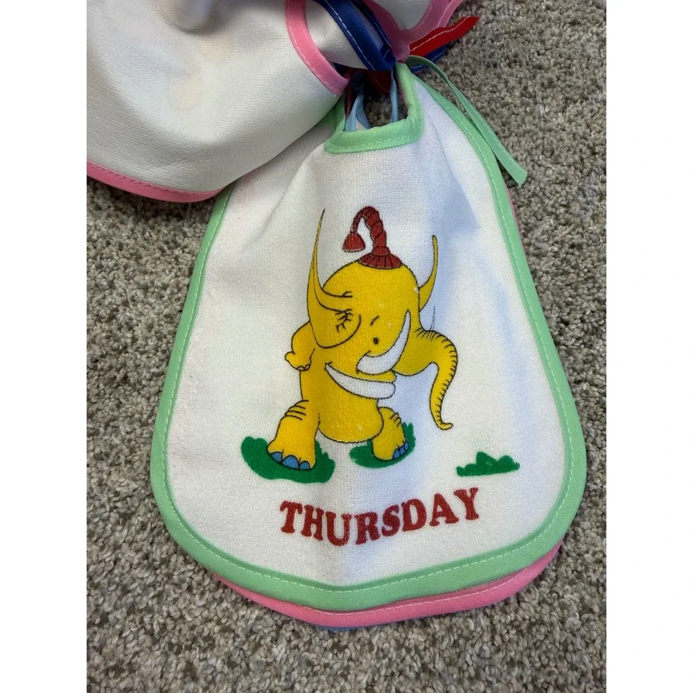 Days of‎ the Week Bib Set Kids OS Multi Fair Vintage Style Animal 7pk